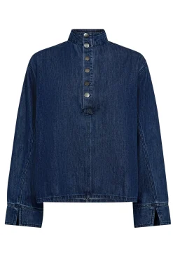 AzminaCC Denim Placket Blouse 552Denim blue 35948
