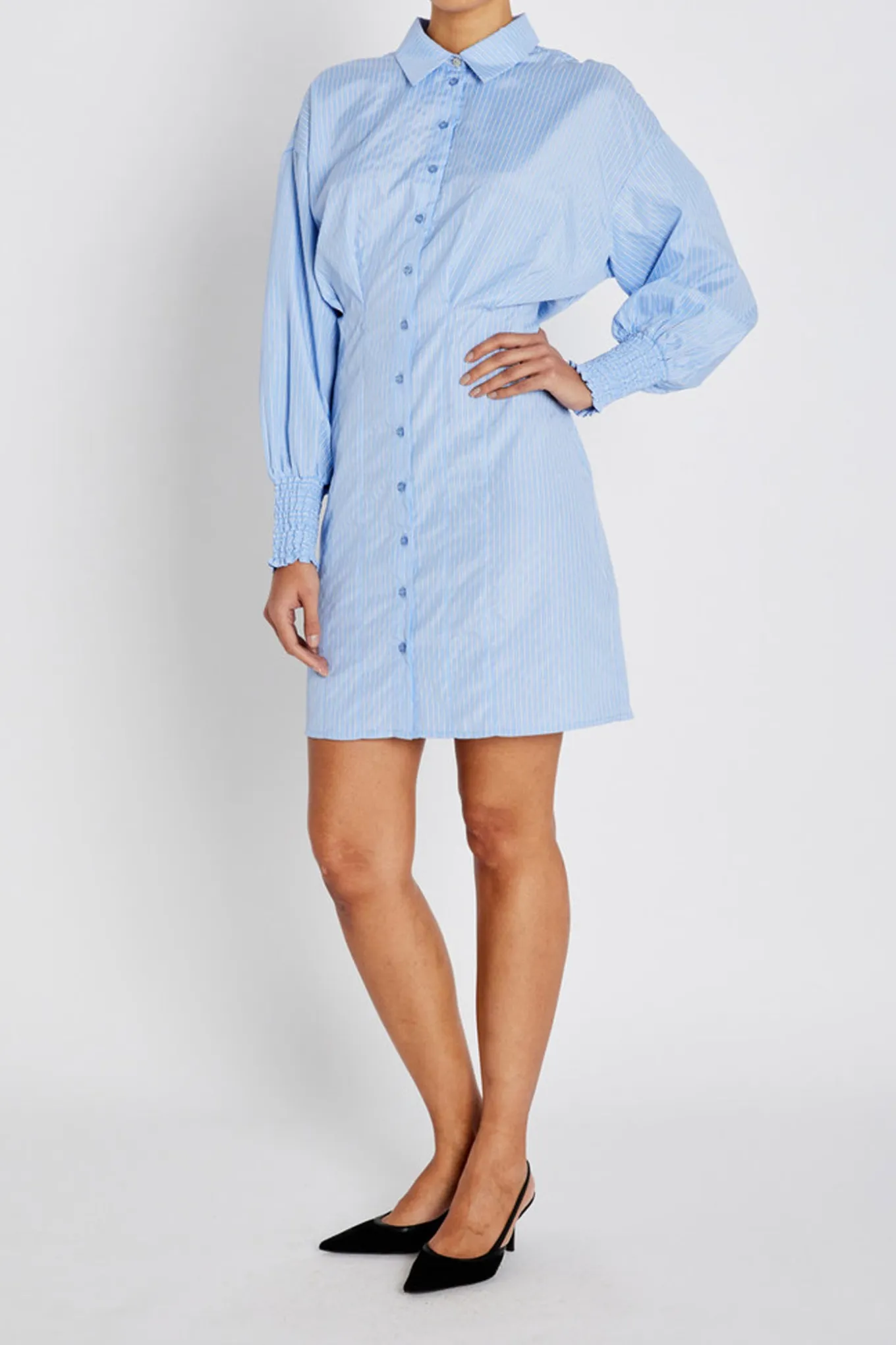 BorassusBBLinne dress Light Blue Stripe BBW4944