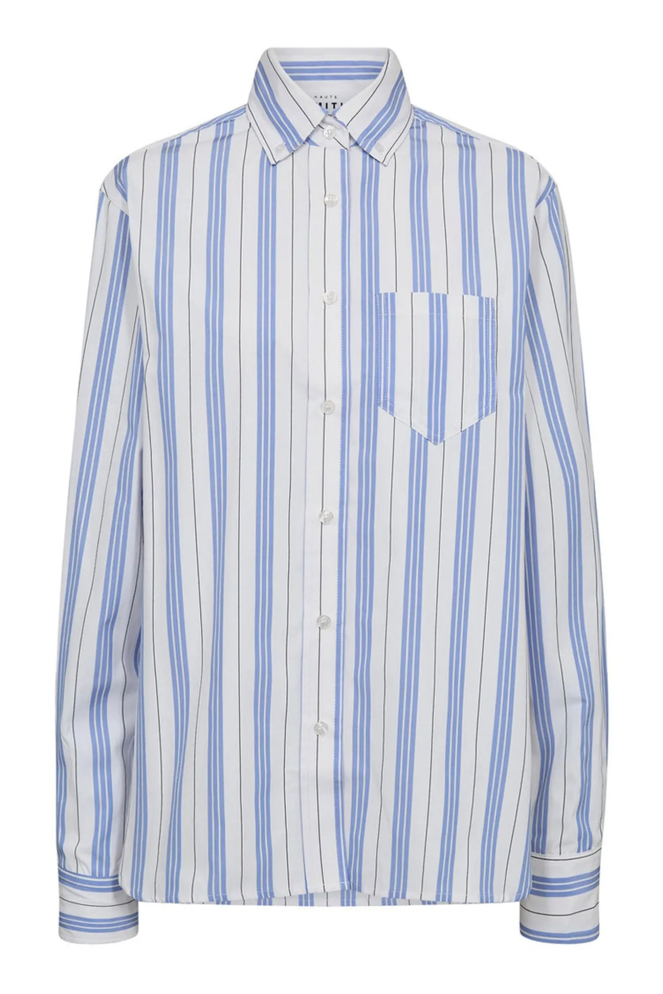 Button Down Stripe Shirt White Blue Stripe HL10257
