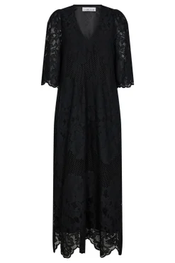 Curvey Lace Hem Dress Black HL10009