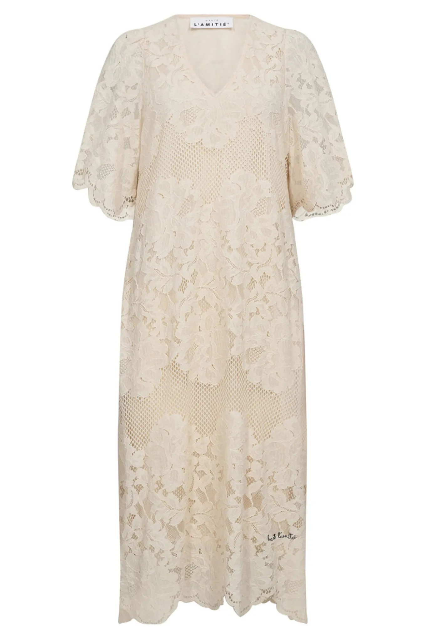 Curvey Lace Hem Dress Pearl HL10009