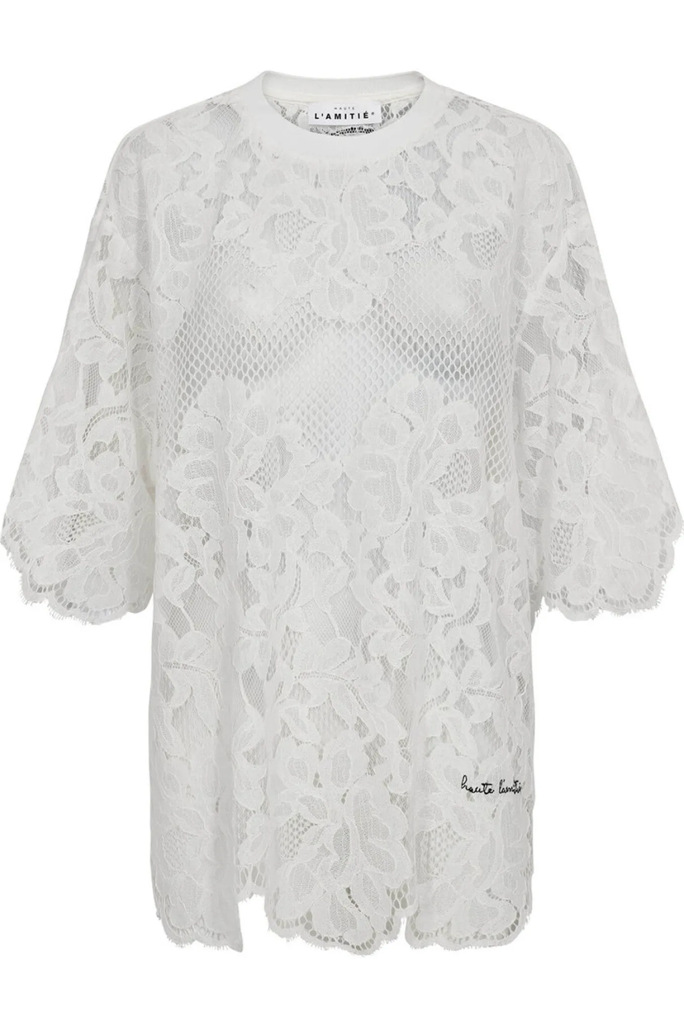 Curvey Lace Hem Tee OffWhite HL10222