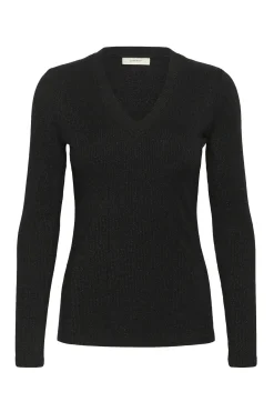 DagnaIW Lurex V Tshirt Black Glitter 30111092