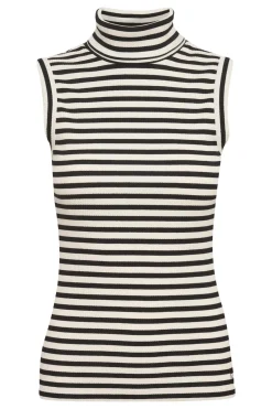 DagnaIW Striped Rollneck Top Black / Whisper White 30107271