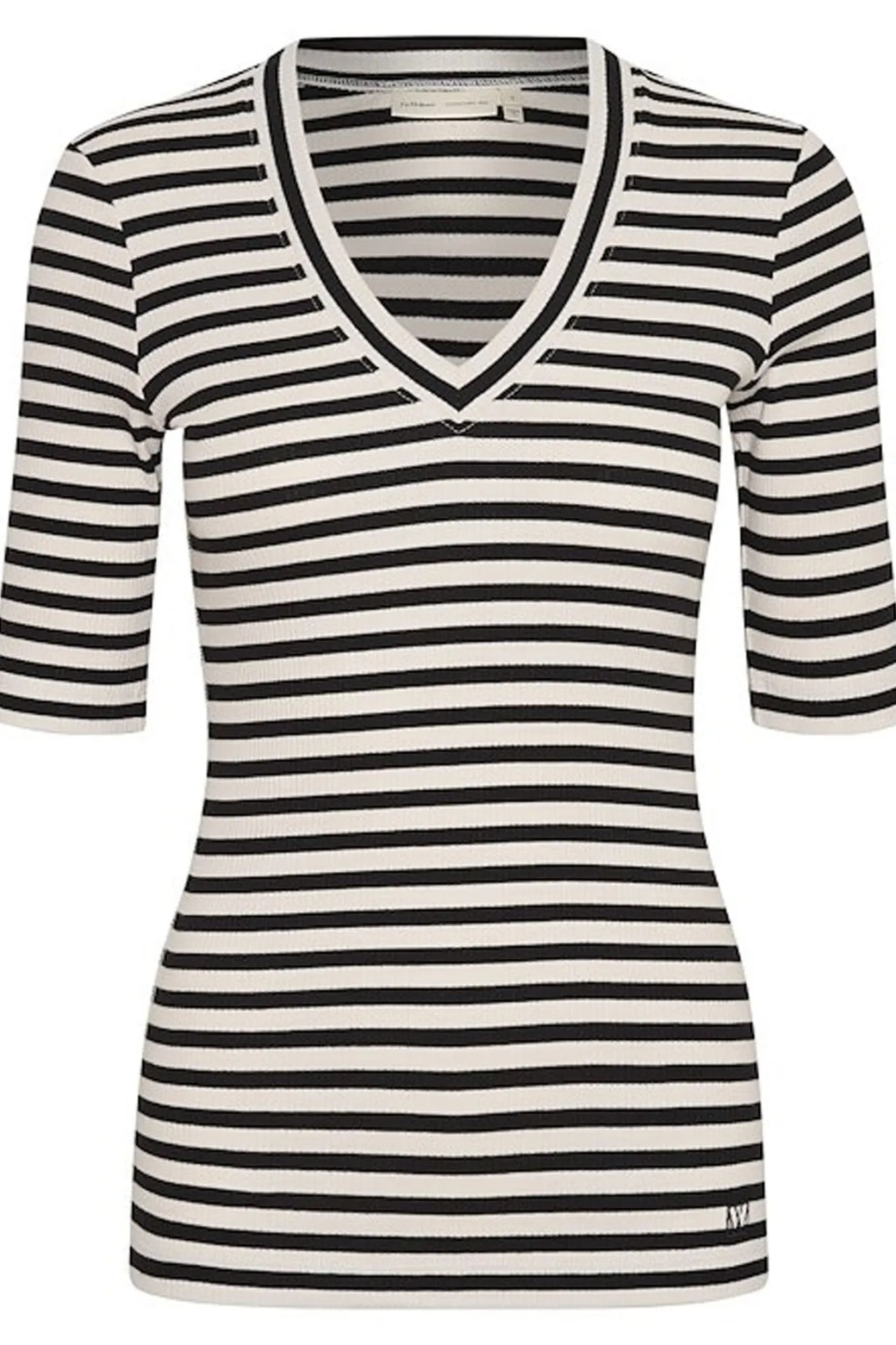 DagnaIW Striped V TShirt Black / Whisper White 30107270