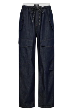 Denim Cargo Pull On Trouser Dark Denim HL10317