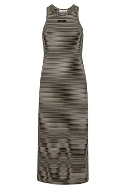 Dessert Rib Stripe Dress WALNUT HL10136