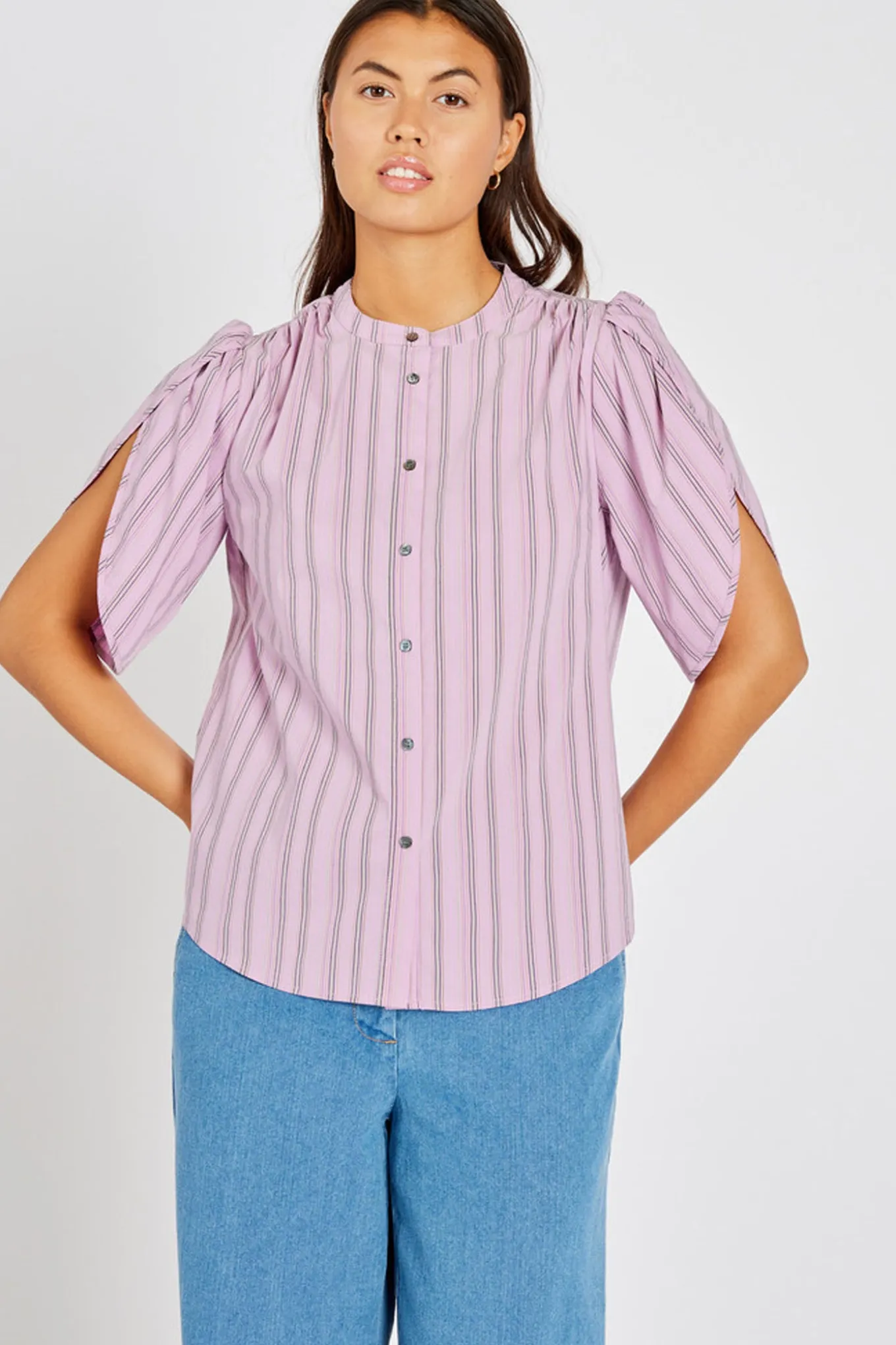 448HMTulin shirt 370 Pink stripe HM1250