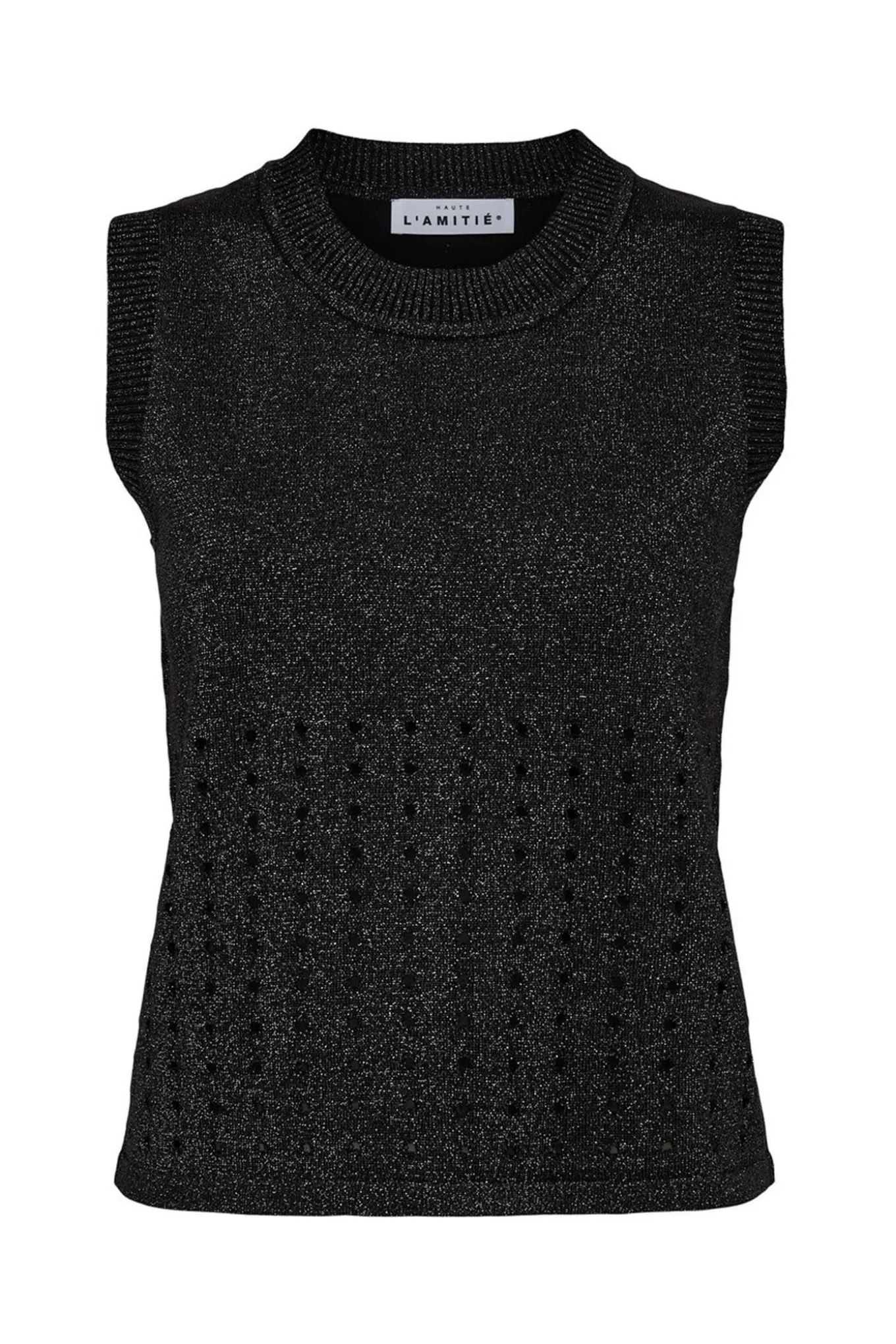 Hole Lurex Knit Top Black HL10397