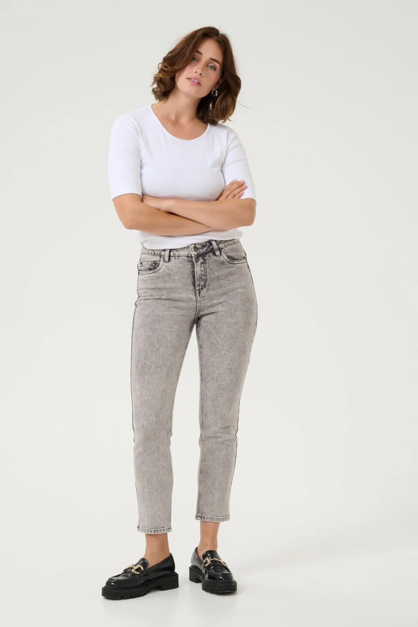 KAamelia Slim Jeans Grey Washed Denim 10509653