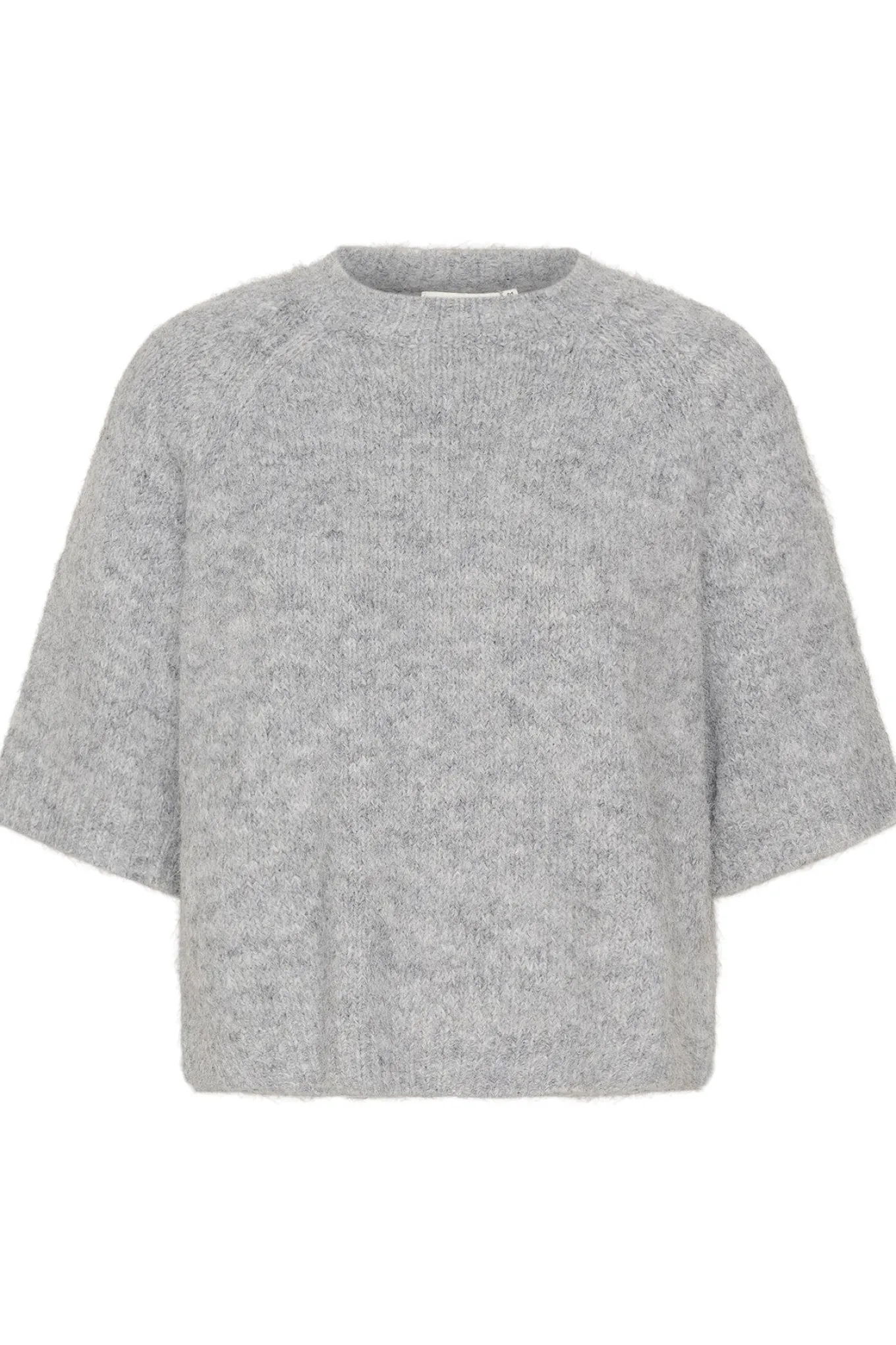 KAemilie Cropped Knit Pullover Grey Melange 10508162