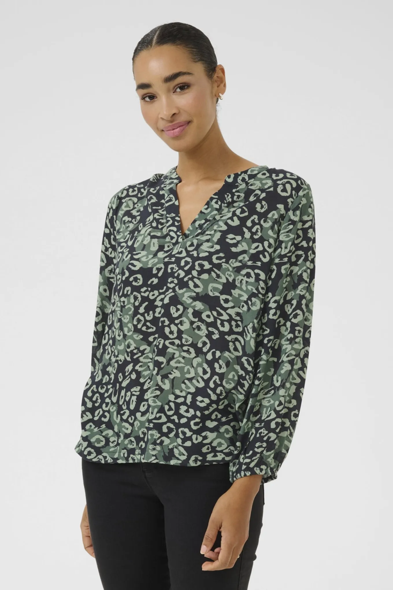 KAjanne Blouse Green leopard