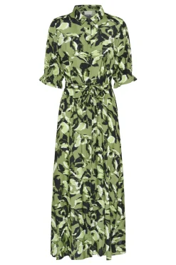 KAvelana Maxi Dress Green Blurry Leafs