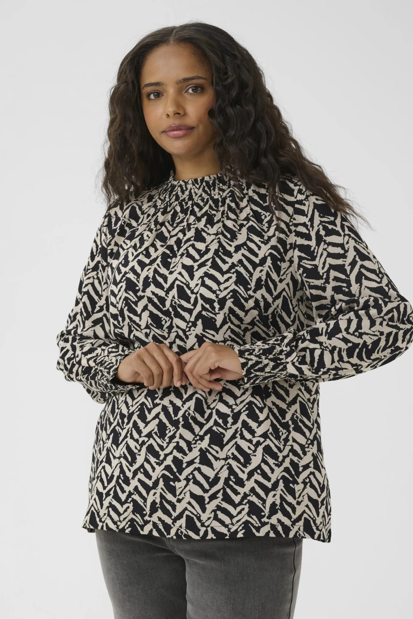 KCdena Blouse Black/Feather Grey Lines 10583990