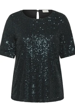 KClaila SS Blouse Dark Green Sequin 10583883