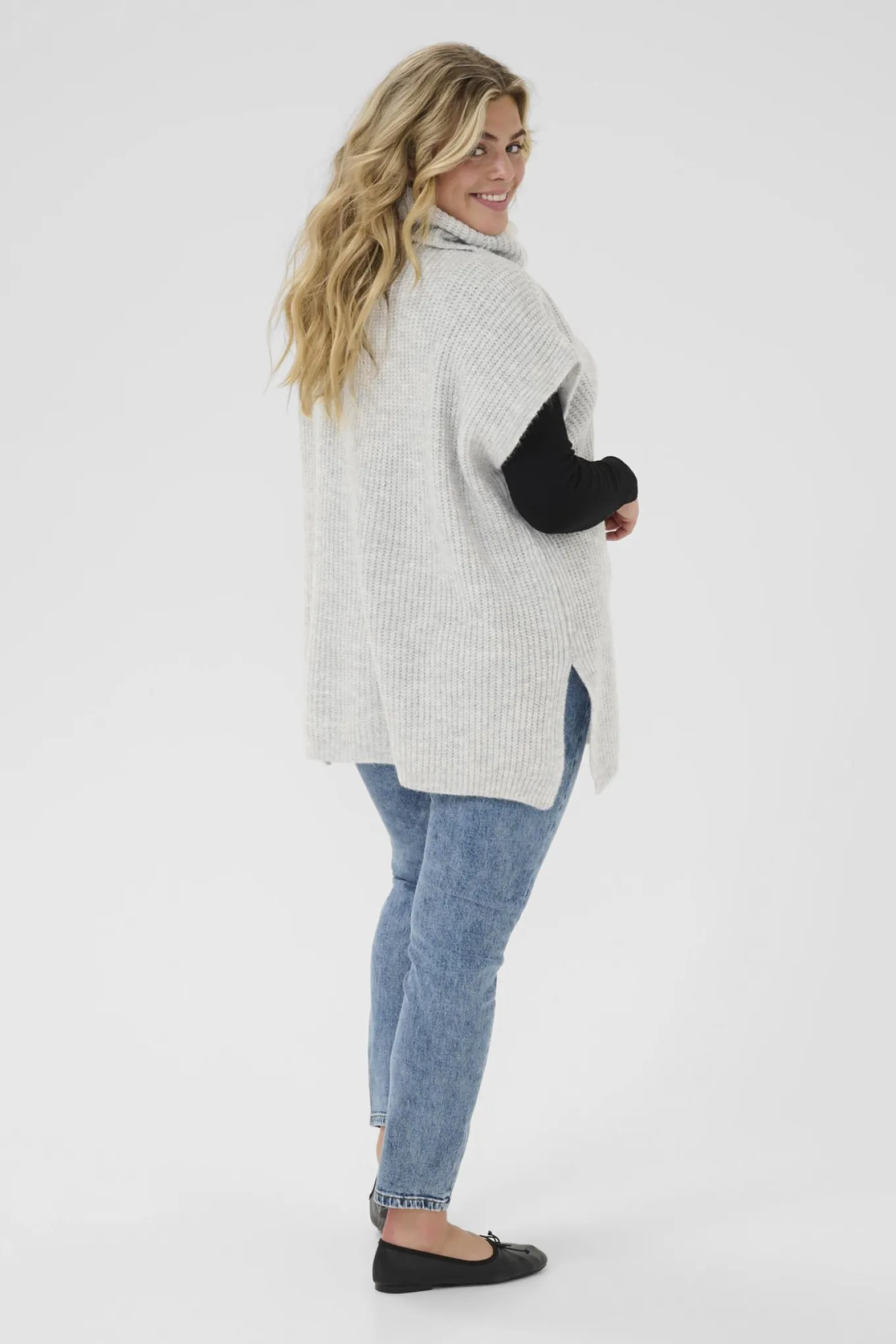 KCmala Knit Poncho Grey Melange 10583504