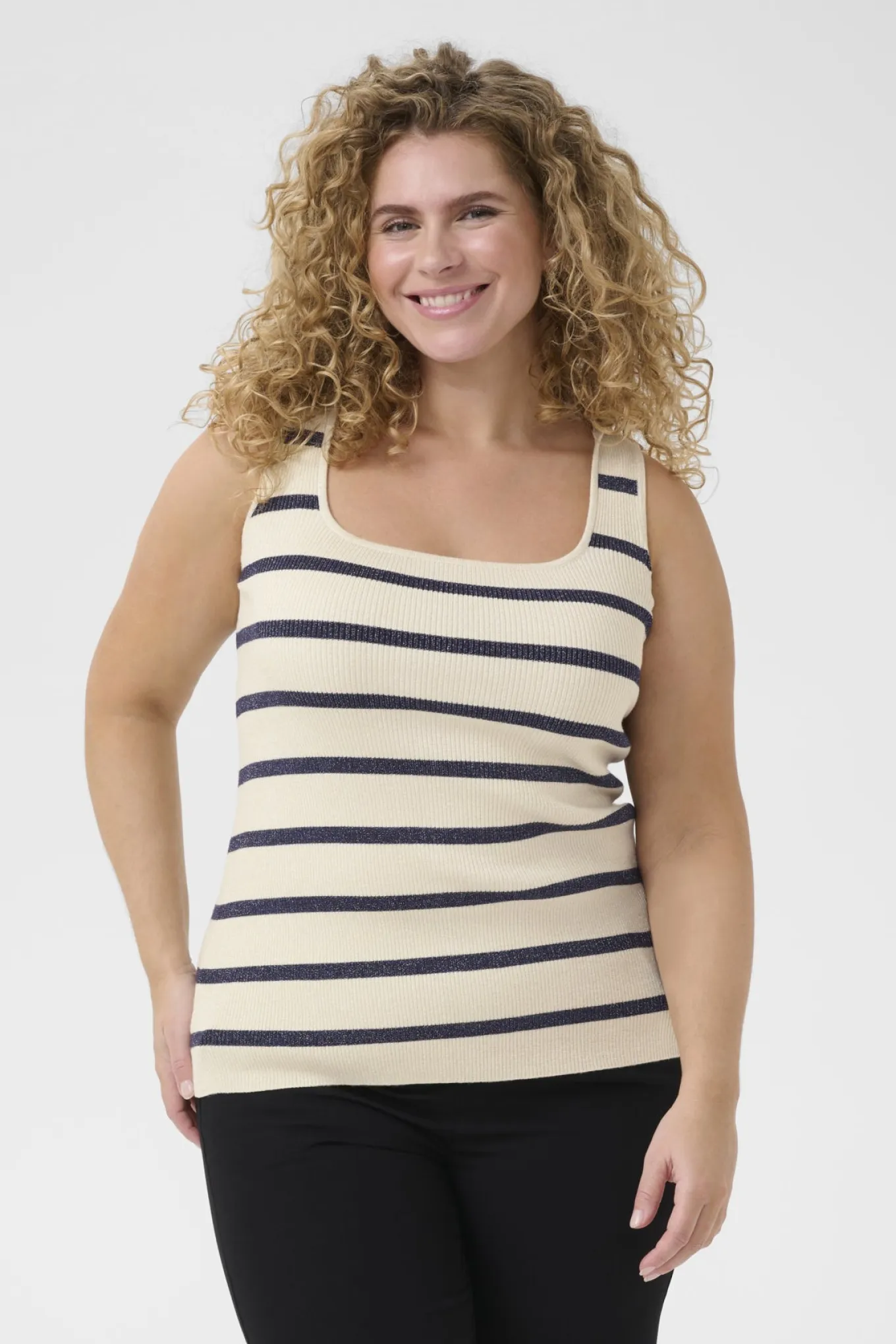 KCmorina Knit Top Silver white/ Blue stripe 10583253