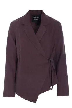 Lazy linen asymmetrisk jakke RAISIN 26121415560