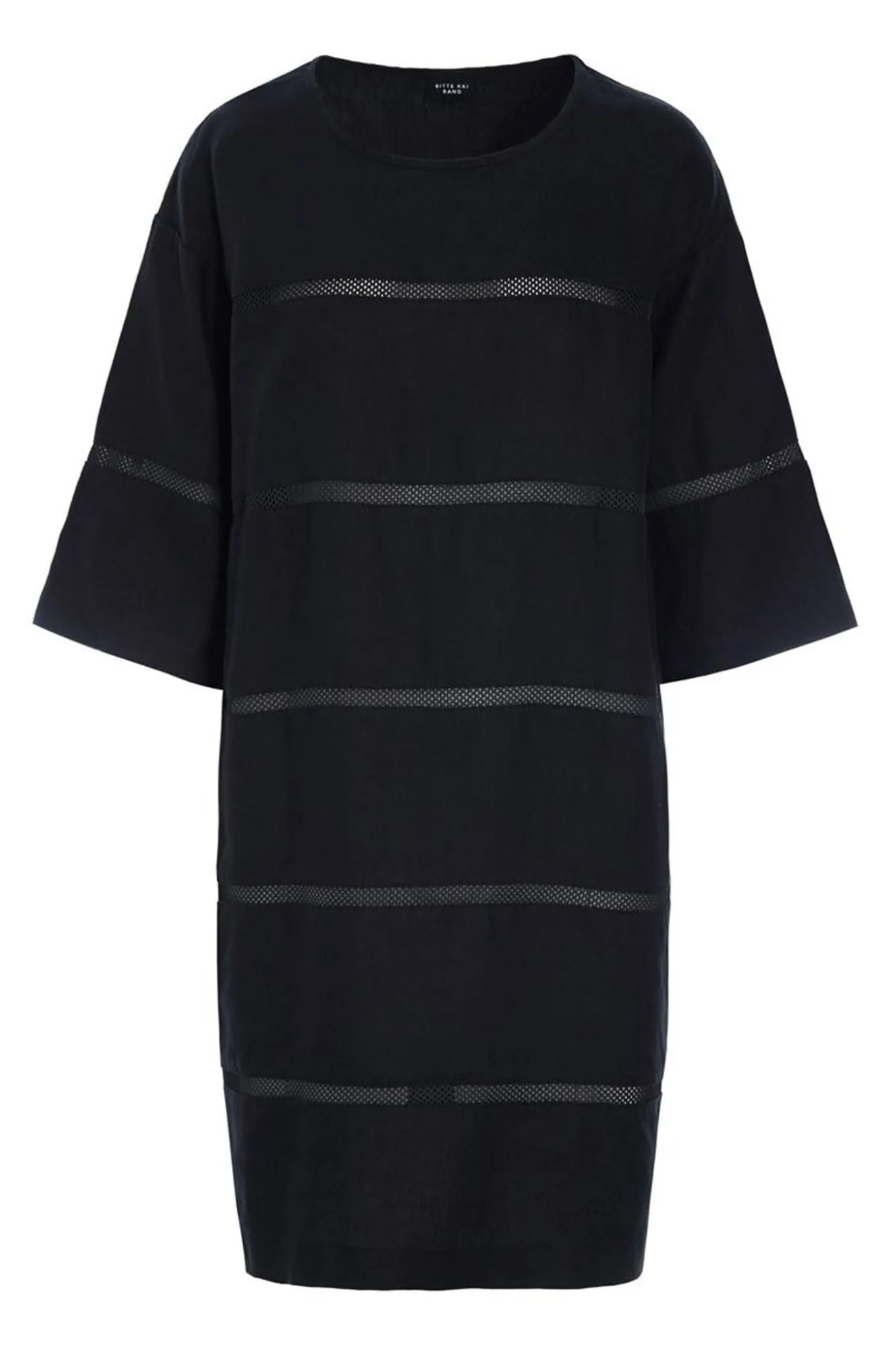 Lazy linen kjole med paneler Black 26121415559