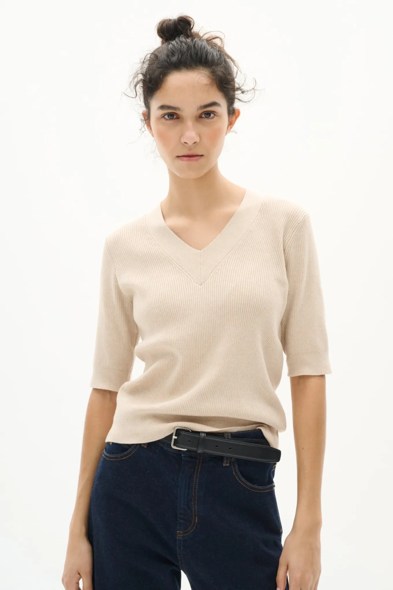 LeenahIW VNeck Blouse Haze Melange 1304031 30110675