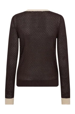 LueCC Pointelle Cardigan 145Dark Brown 42023