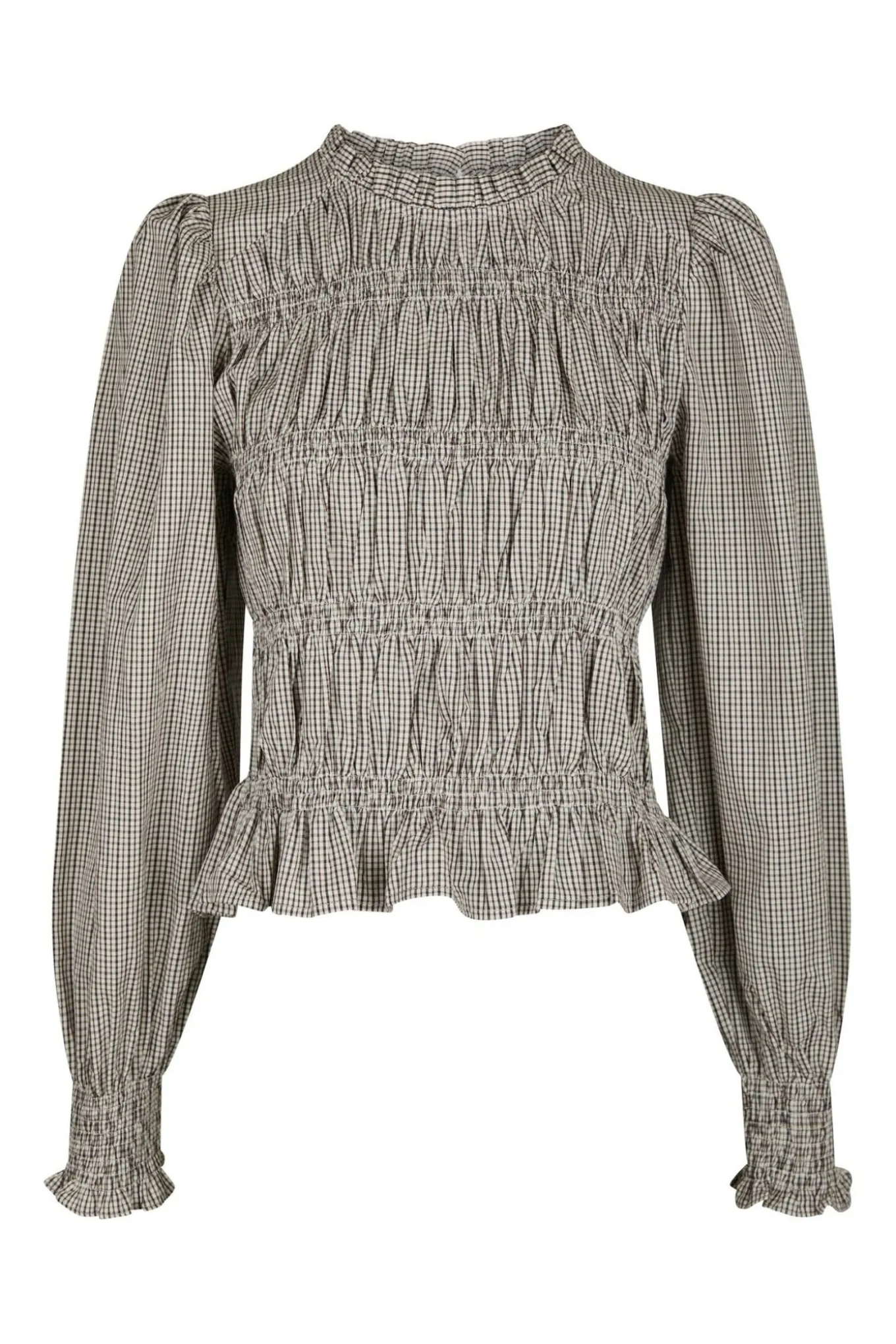 Marcia Check Blouse Dusty Brown 166893