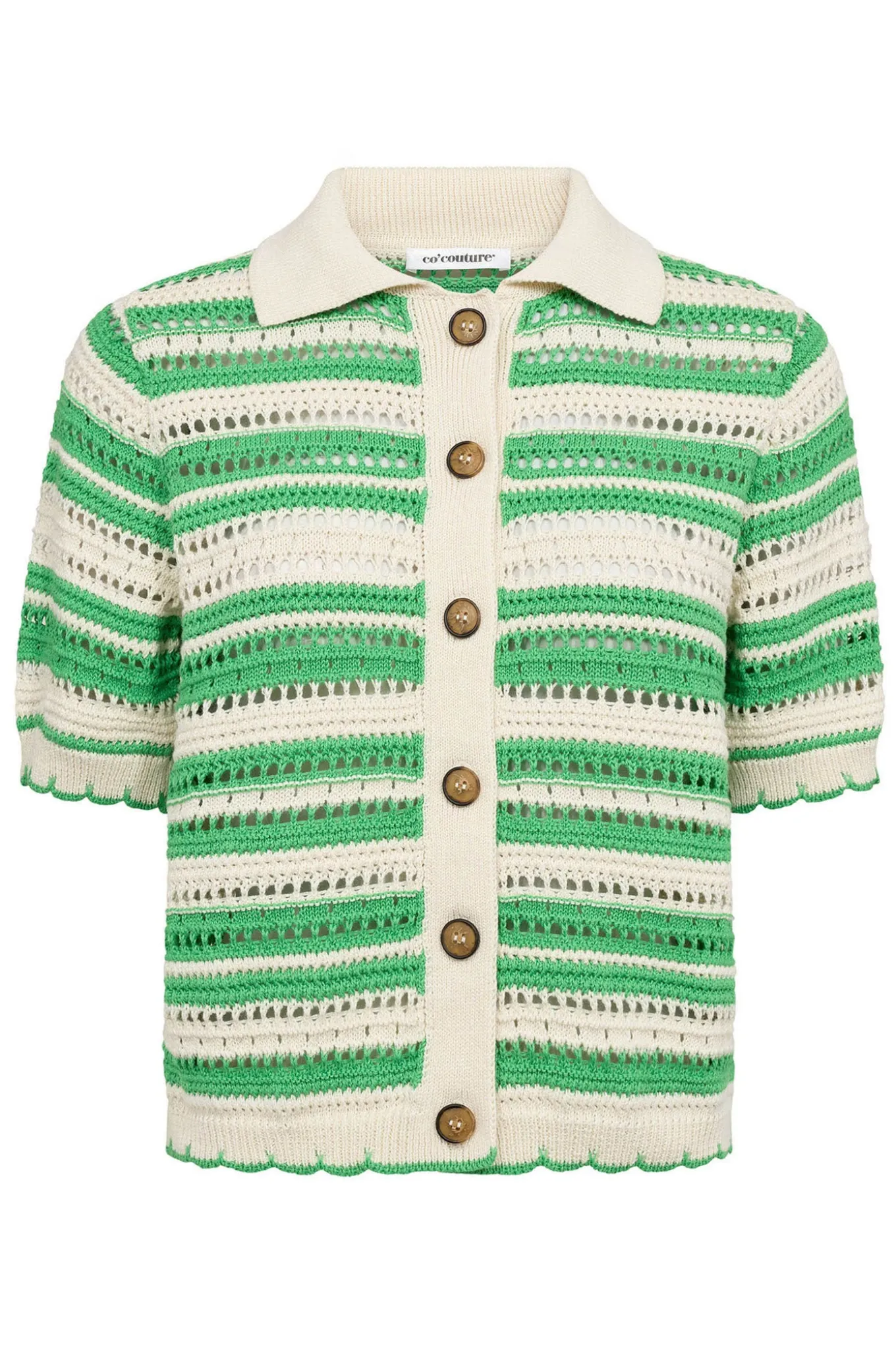 OdetteCC Stripe SS Cardigan 34Green 42017