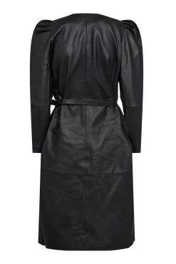 PhoebeCC Leather Wrap Dress Black 36243
