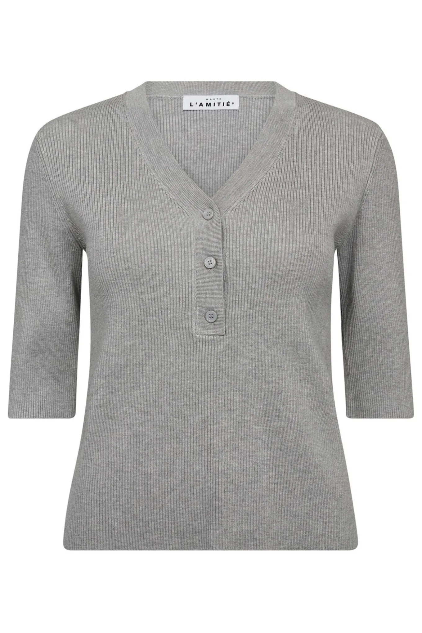 Piccolo SS VRib Knit Light Grey Melange HL10169