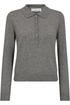 Premiere LS Polo Knit Mid Grey