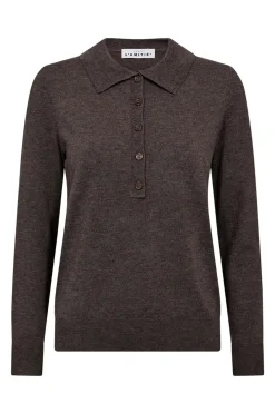 Premiere LS Polo Knit Mocca HL10004