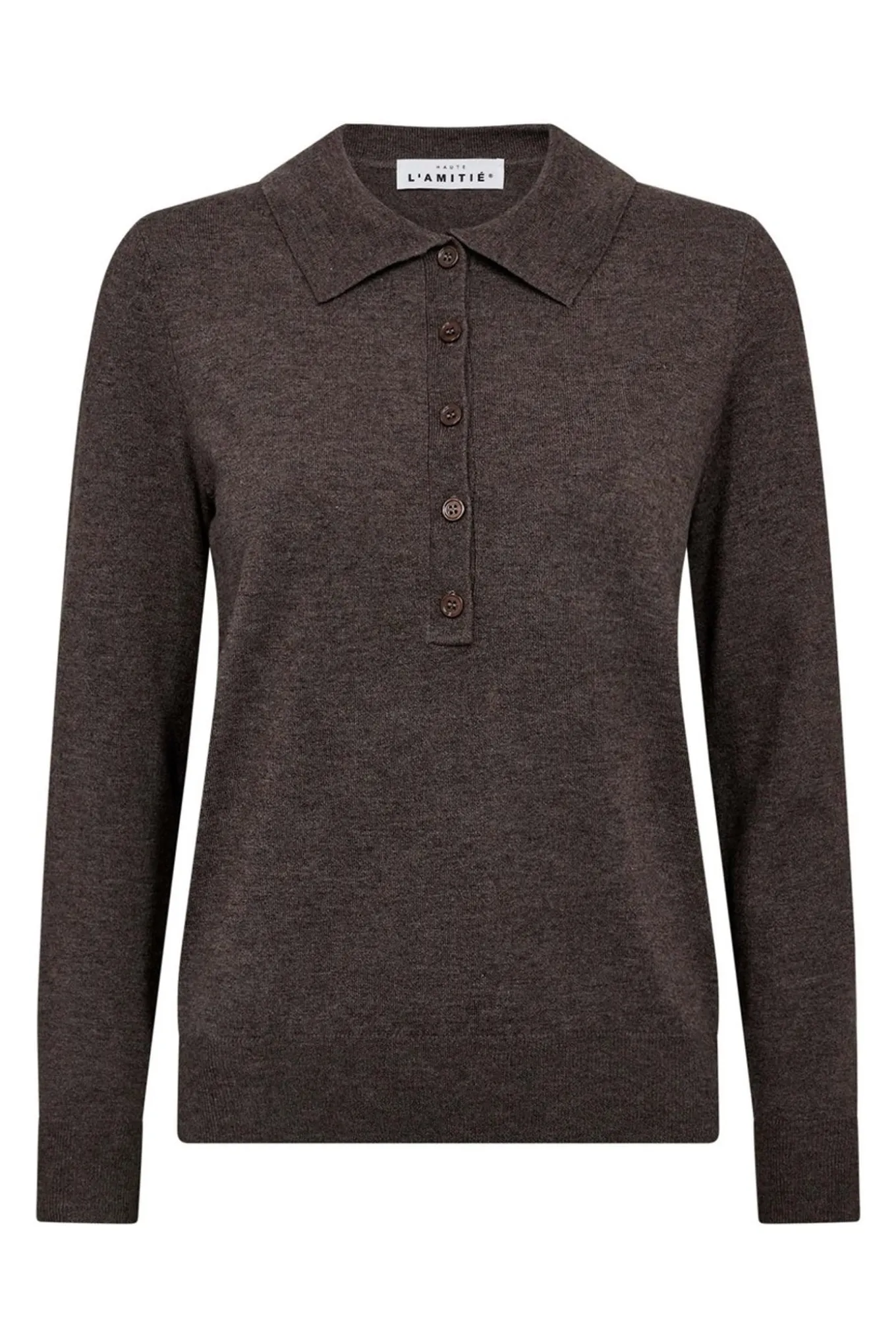 Premiere LS Polo Knit Mocca HL10004