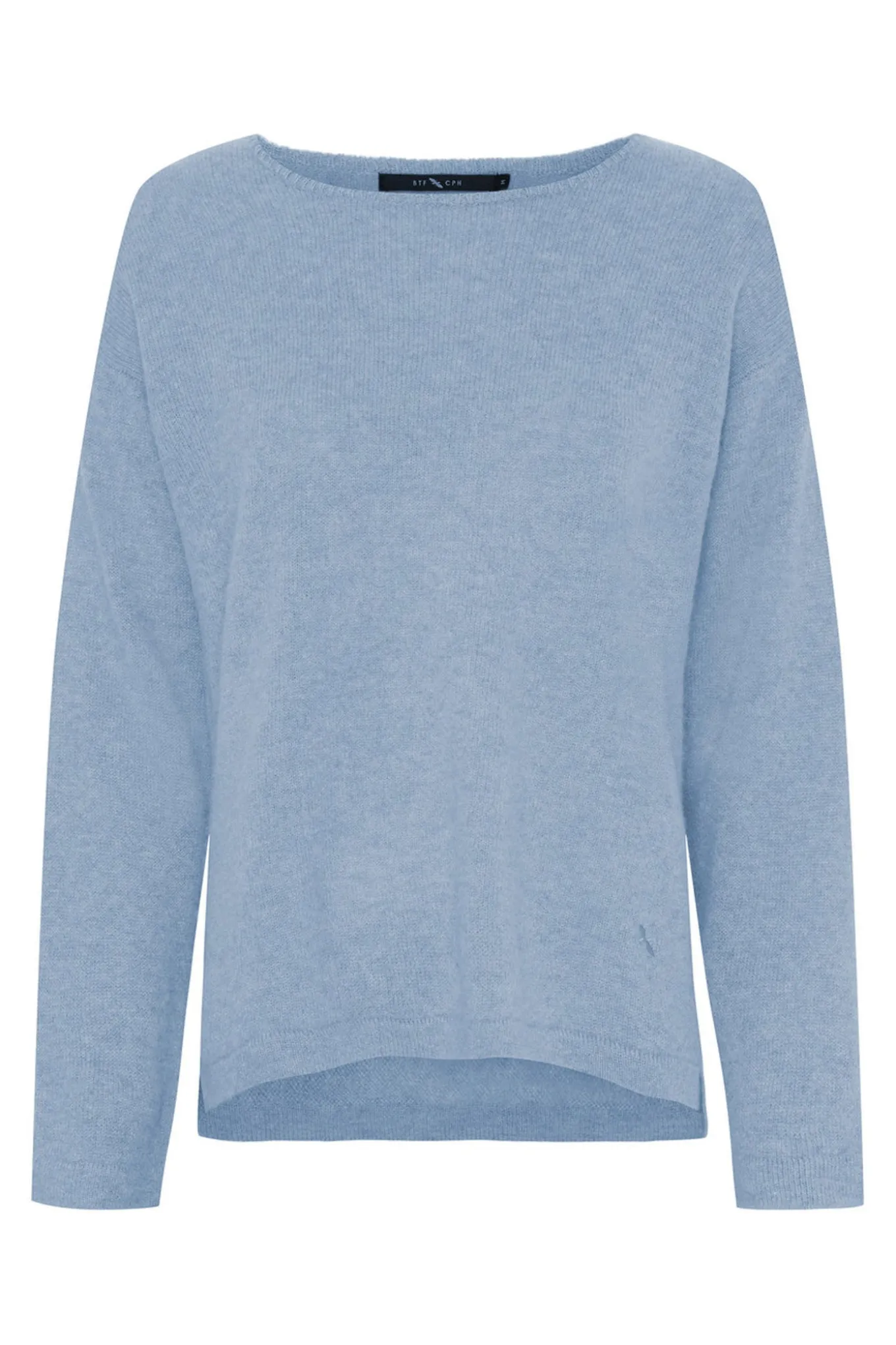 Pure Cashmere Pullover w. Boat Light Blue Melange 500083