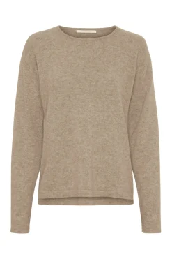 Pure Cashmere Pullover w. Boat Natural Brown 500083