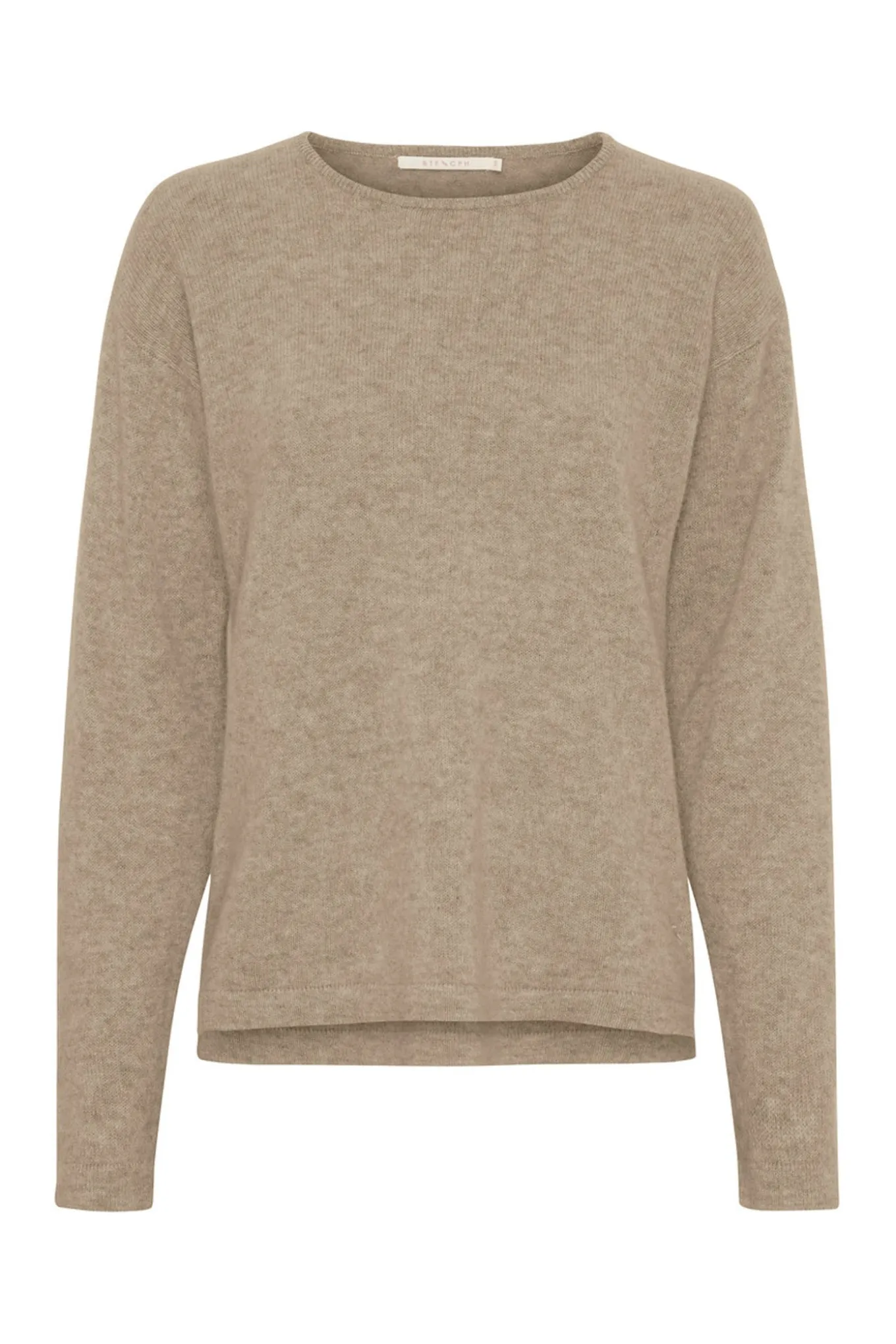 Pure Cashmere Pullover w. Boat Natural Brown 500083