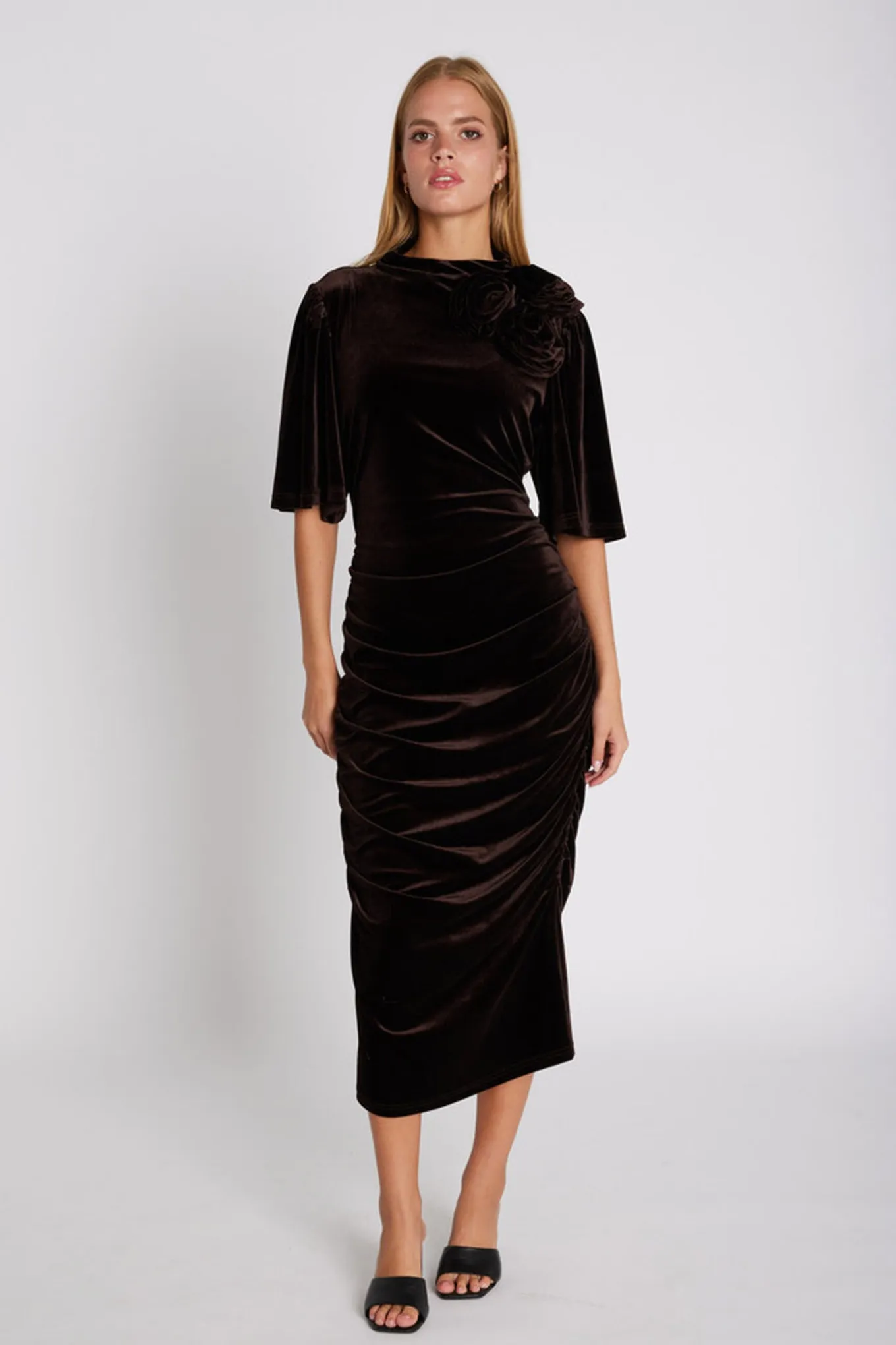 7427RDFLena dress 163 Chocolate brown RDF663