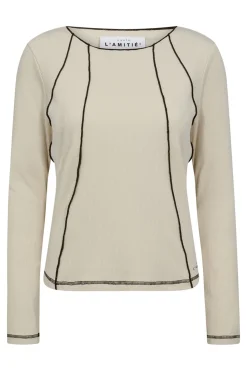Reverse Seam Rib Blouse almond HL10012