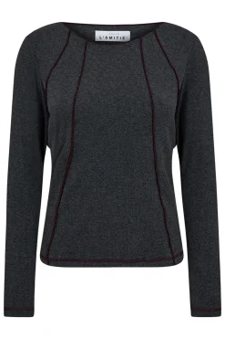 Reverse Seam Rib Blouse Antracit Melange HL10012