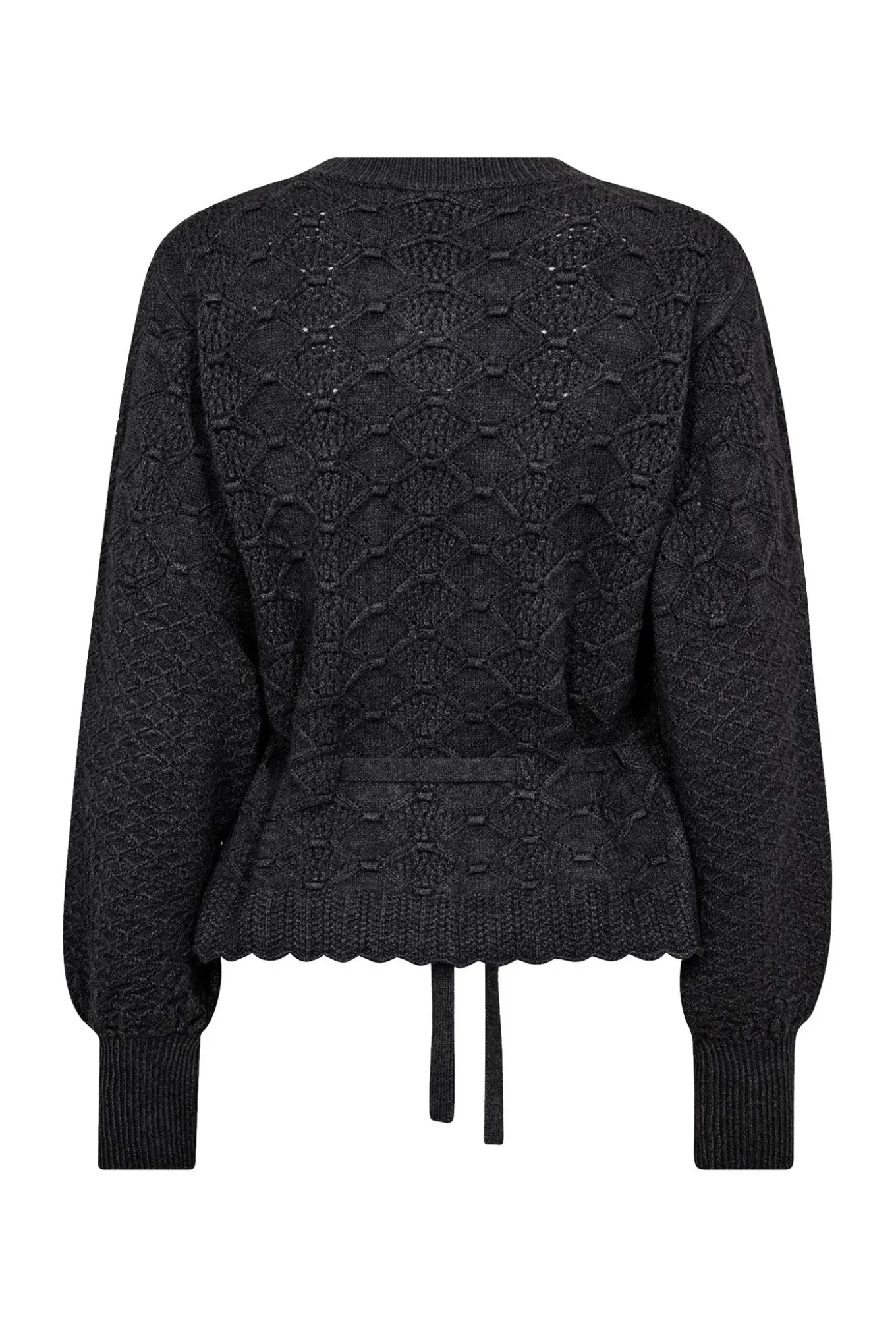 RowCC Pointelle Tie Cardigan 140Dark Grey 32241