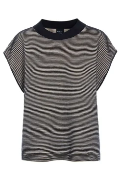 Saku bluse med bieser BLACK/IVORY 26110735743