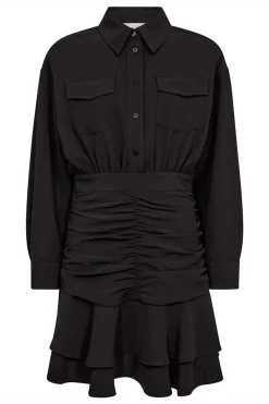 Satari Gather Shirt Dress Black HL10501