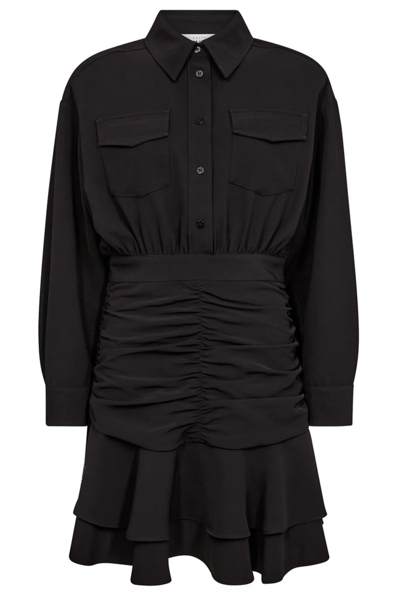 Satari Gather Shirt Dress Black HL10501