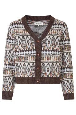 SaxoLL Knit Cardigan LS 87 Dark Mokka 254075005