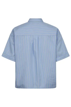 SimoCC Stripe SS Tie Shirt 23Pale Blue 45050