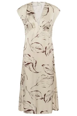 SLClero Midi Printed Dress Oatmeal Leave Print 304871 30409240