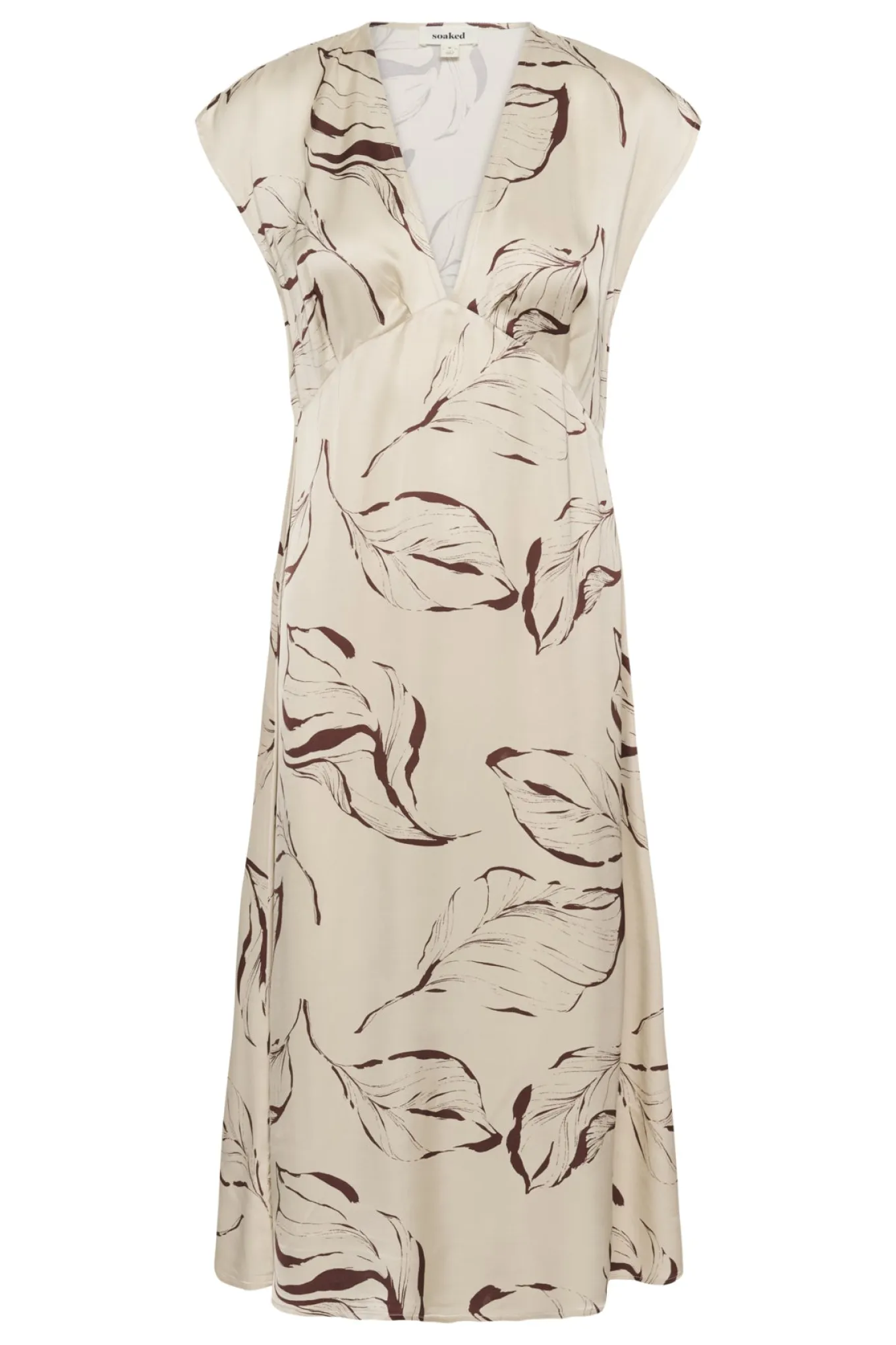 SLClero Midi Printed Dress Oatmeal Leave Print 304871 30409240