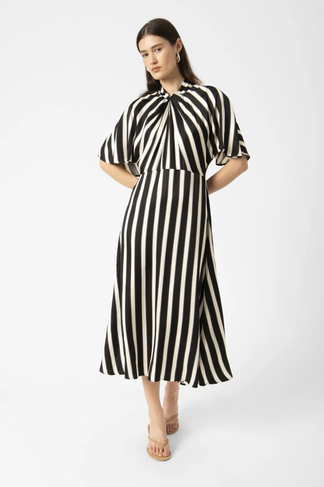 SLClero Miria Printed Dress White and Black Stripe