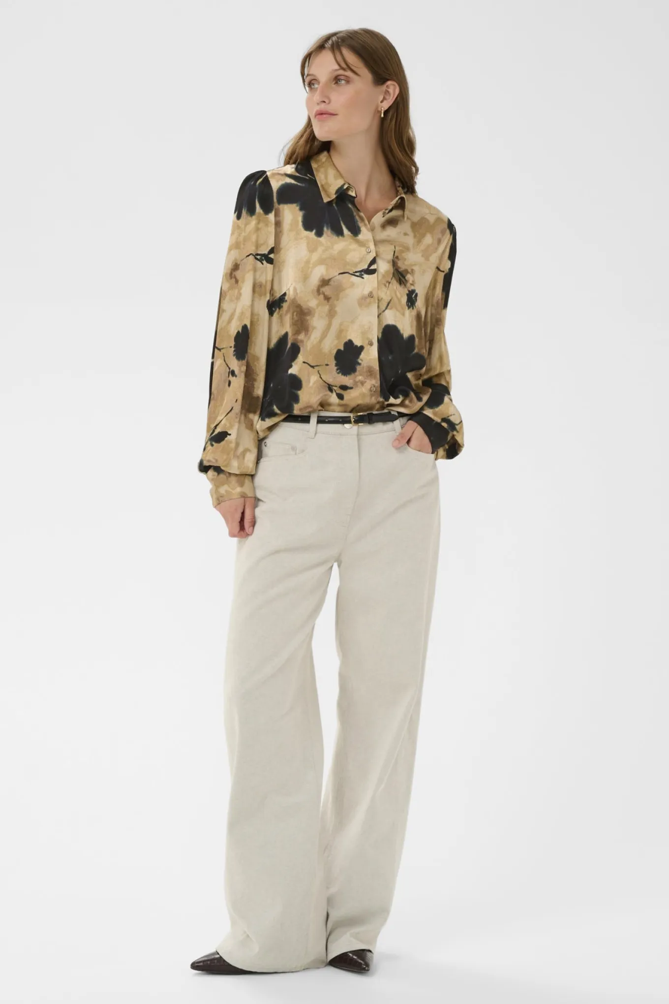 SLRiyan Paris Print Shirt Timberwolf Watercolor Print 30408945