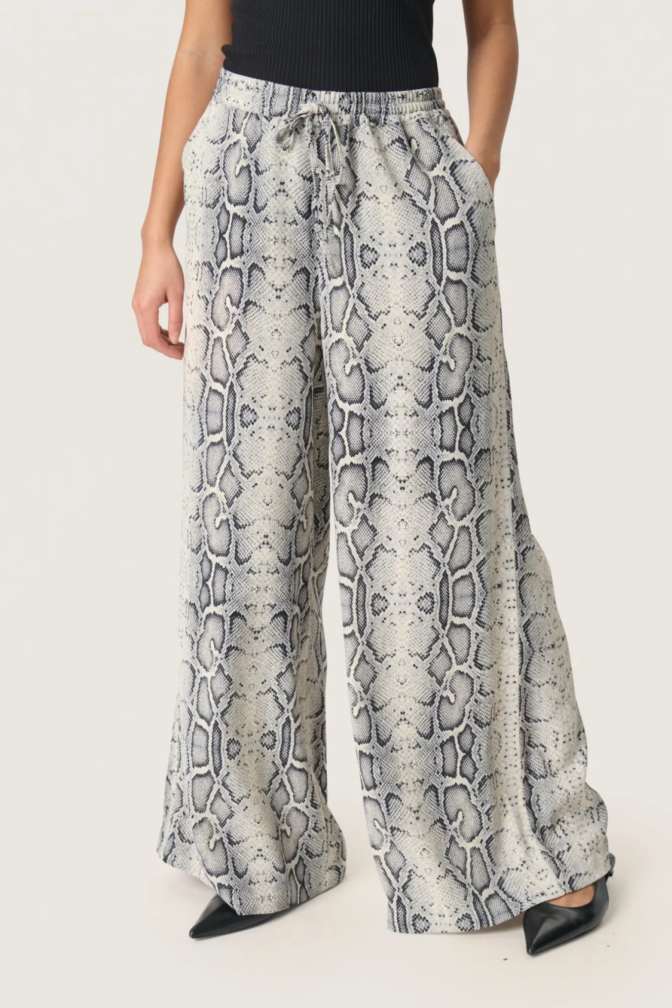 SLShirley Wide Printed Pants Grey Snake Print 30408449