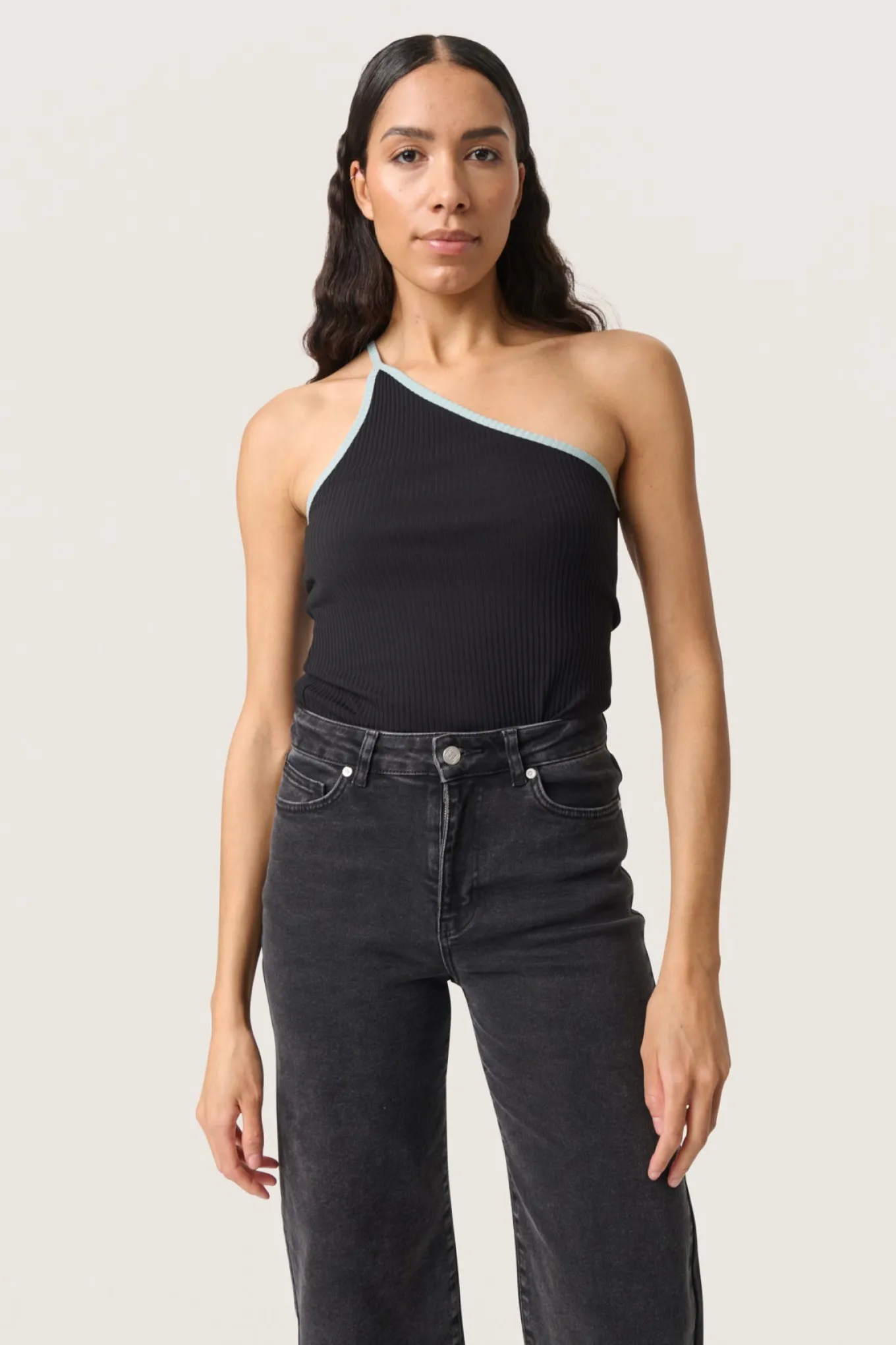 SLSimone Strap Top Black with Silver Blue 30407321